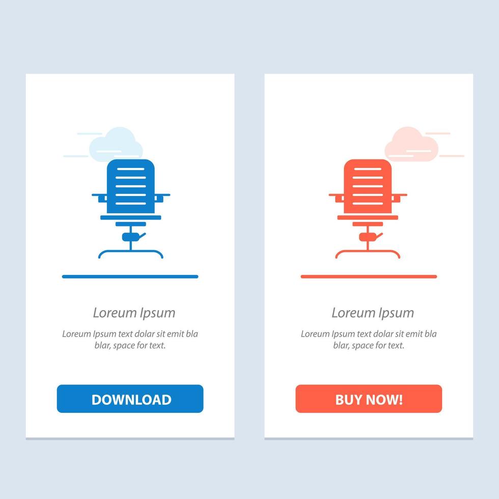 poltrona braço cadeira de negócios mobília escritório azul e vermelho baixe e compre agora modelo de cartão de widget da web vetor