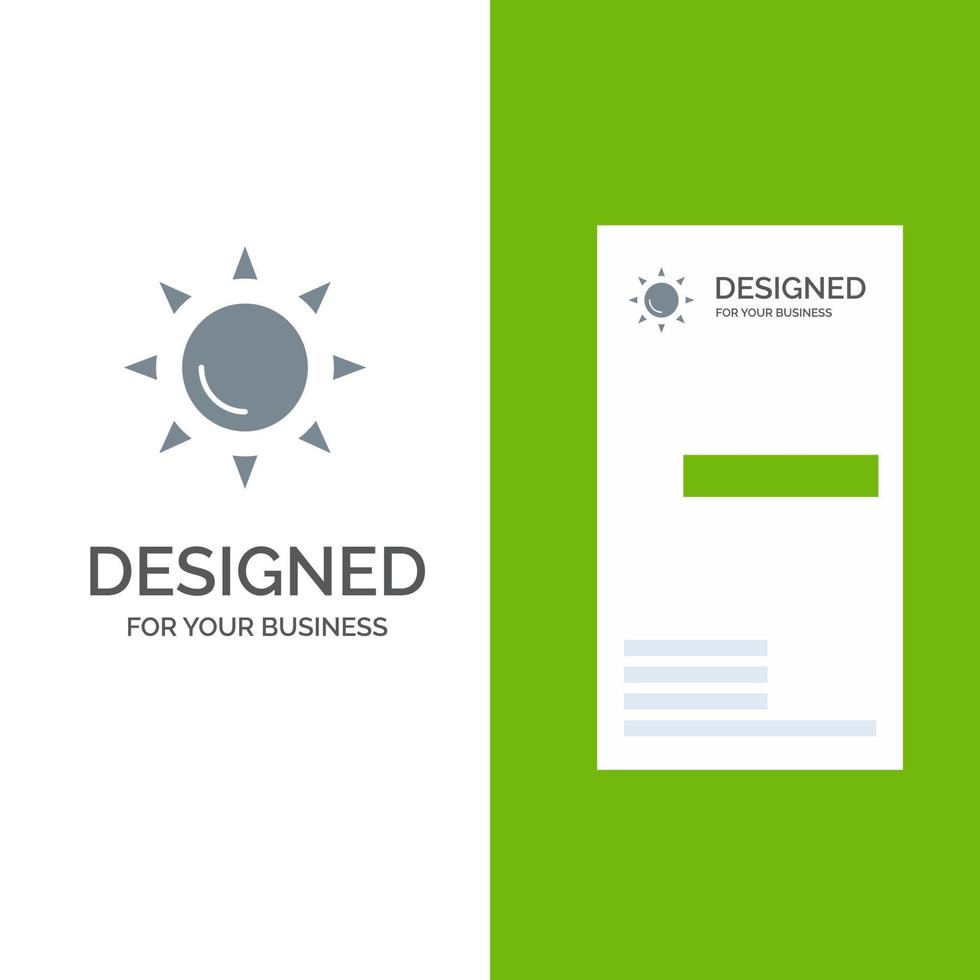 design de logotipo cinza sol brilhante de praia e modelo de cartão de visita vetor