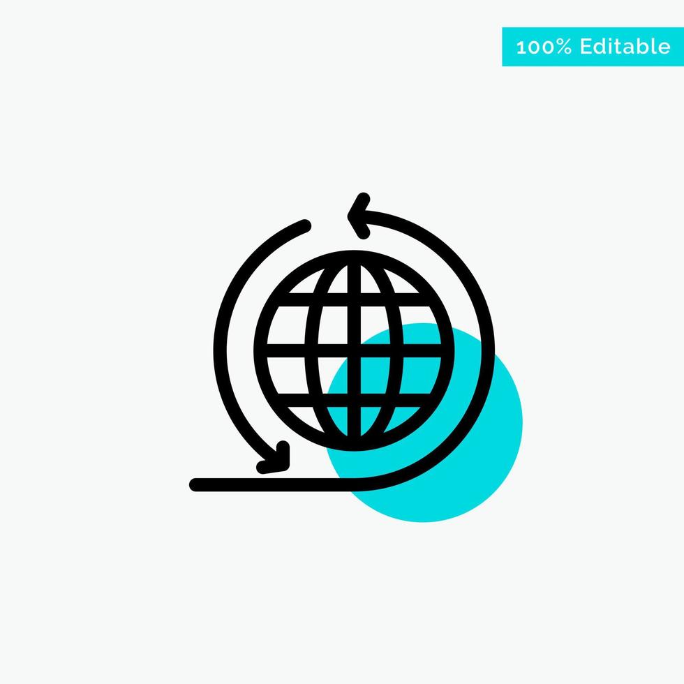 rede de negócios de negócios globais ícone de vetor de ponto de círculo de destaque turquesa global
