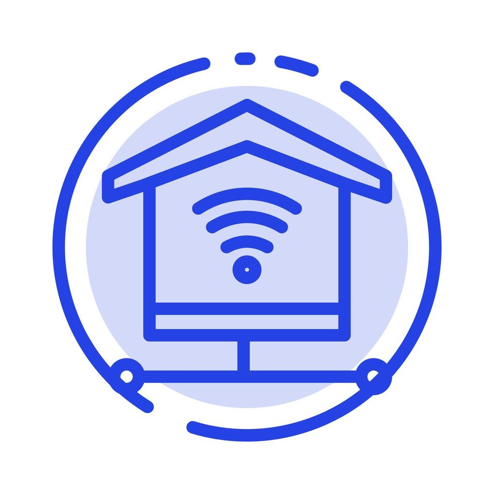 ícone de linha pontilhada azul de sinal de internet de segurança vetor