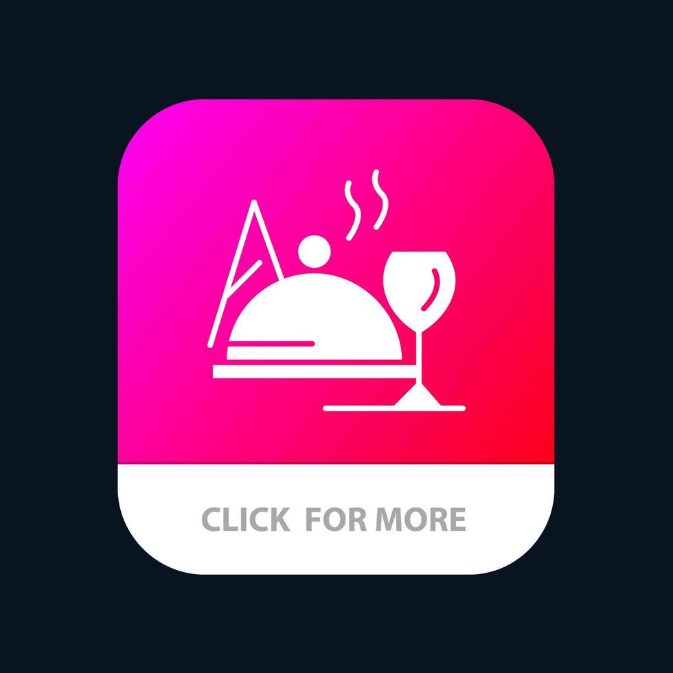 design de ícone de aplicativo móvel de vidro de comida de hotel vetor