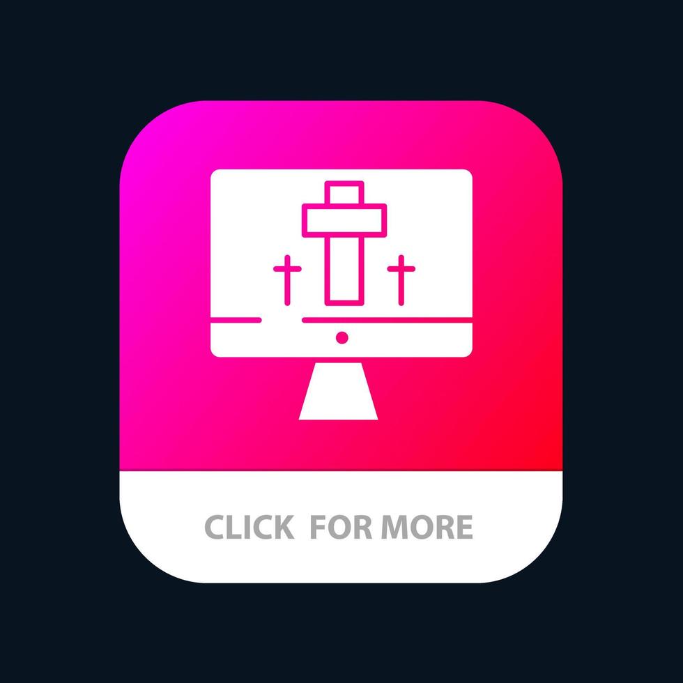 tela do monitor ovo de páscoa botão de aplicativo móvel android e ios versão glifo vetor