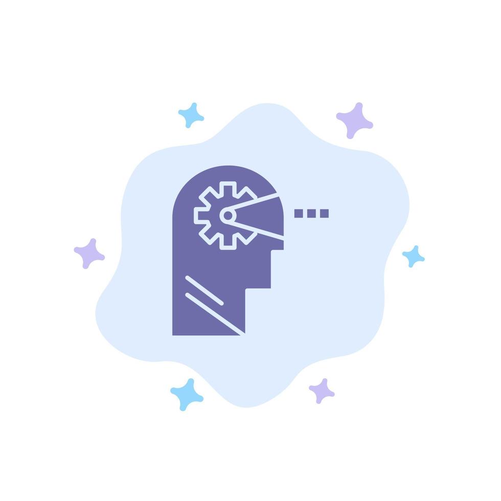 ícone azul da cabeça da mente do processo cognitivo no fundo abstrato da nuvem vetor