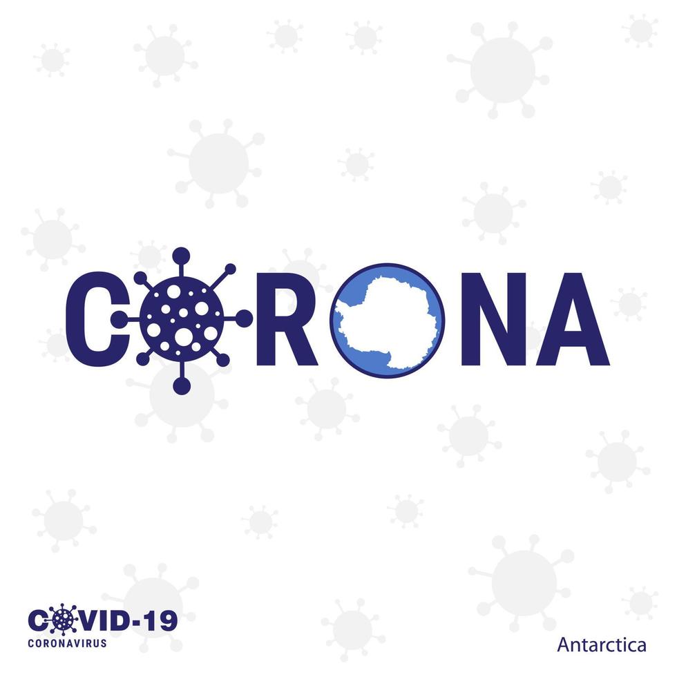 antártica coronavírus tipografia covid19 bandeira do país fique em casa fique saudável cuide de sua própria saúde vetor