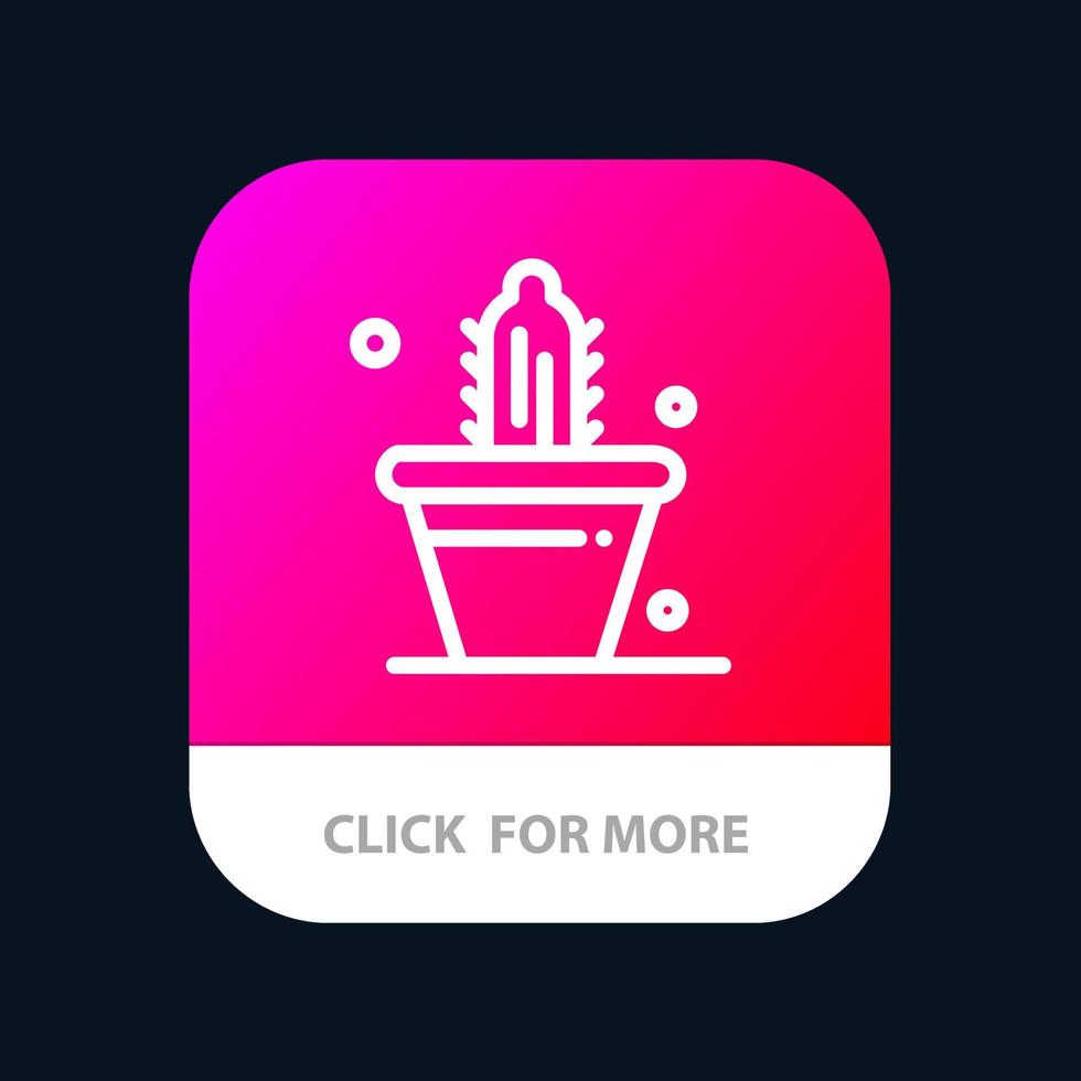 botão de aplicativo móvel cactus nature pot spring versão da linha android e ios vetor