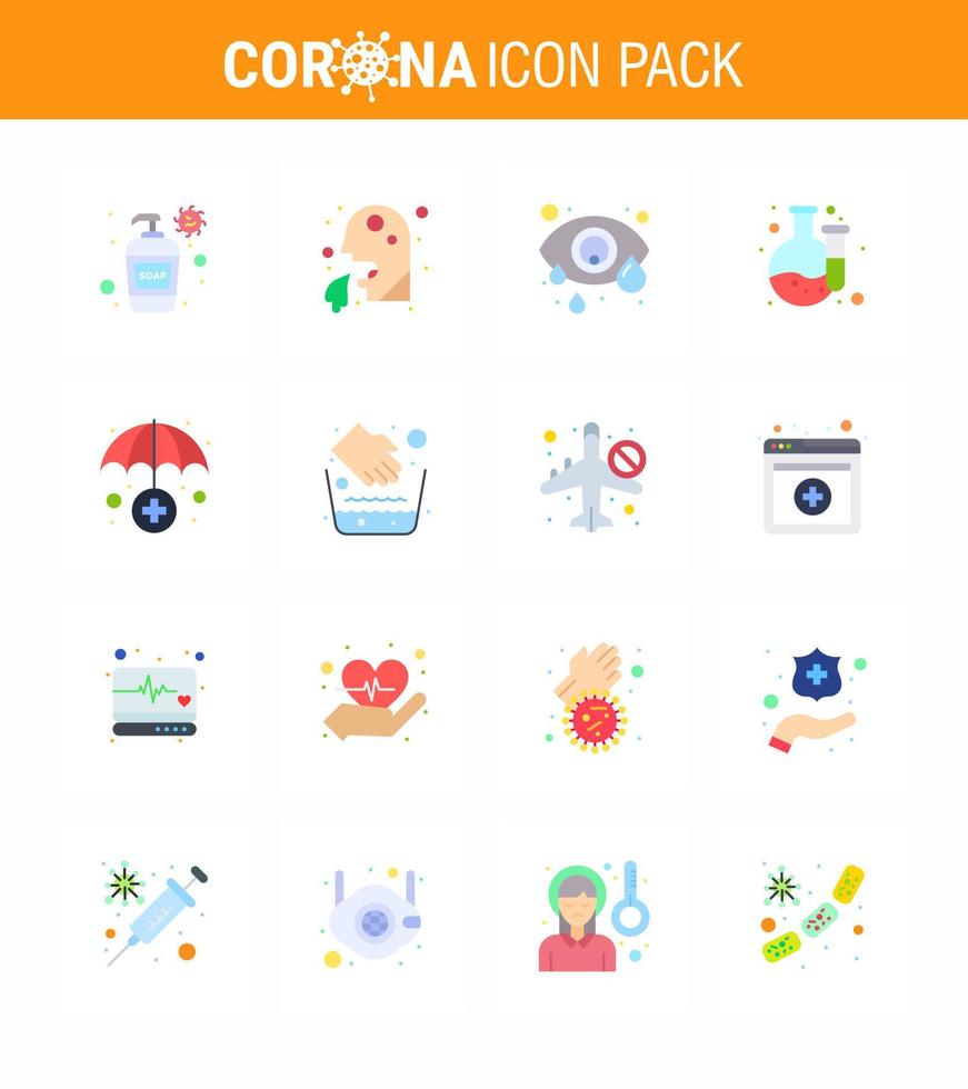 conjunto simples de ícone do pacote de ícones azul 25 de proteção covid19 incluído laboratório de serviço de seguro laboratório de pessoas olho humano coronavírus viral 2019nov elementos de design de vetor de doença