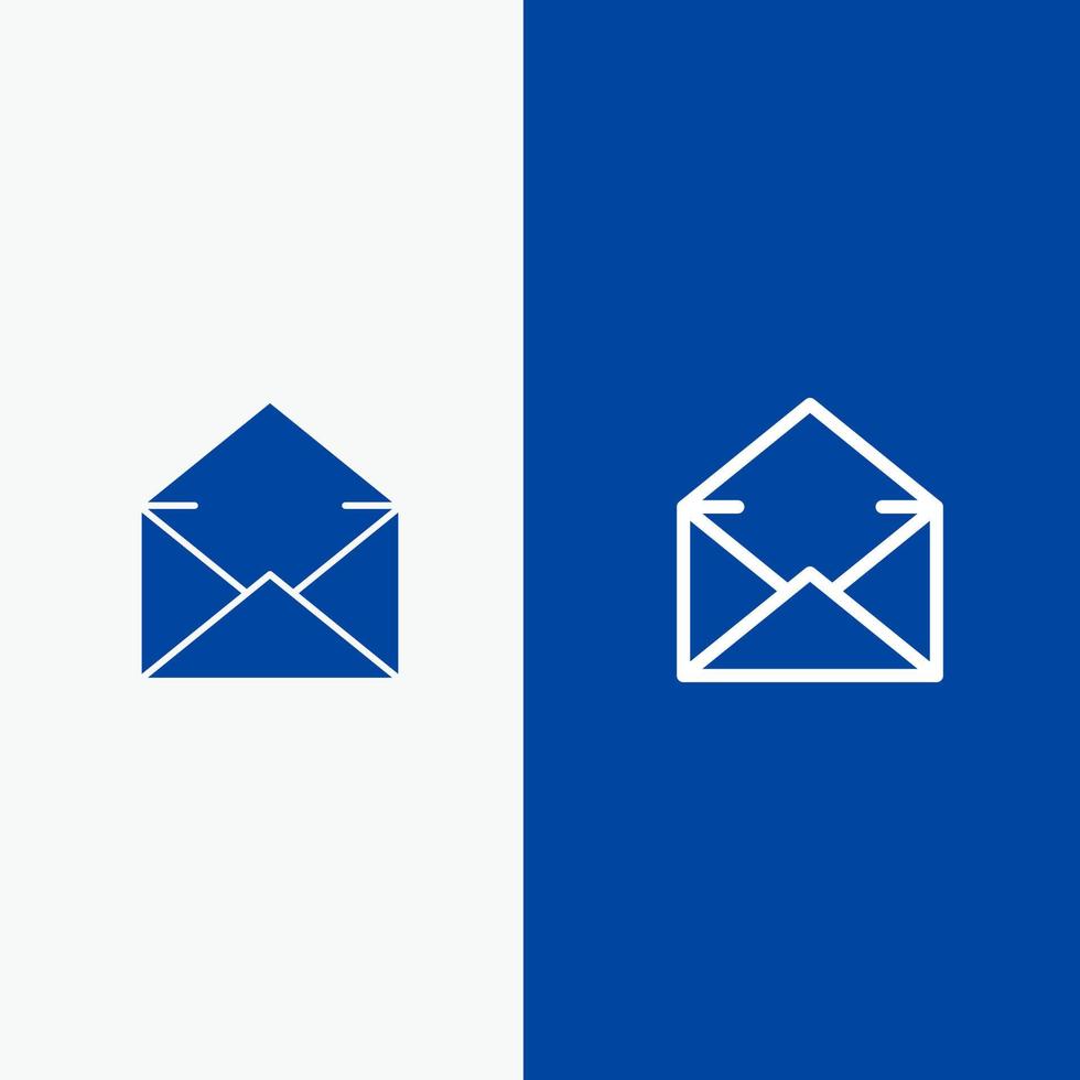 e-mail mensagem de correio linha aberta e ícone sólido de glifo banner azul linha e ícone sólido de glifo banner azul vetor