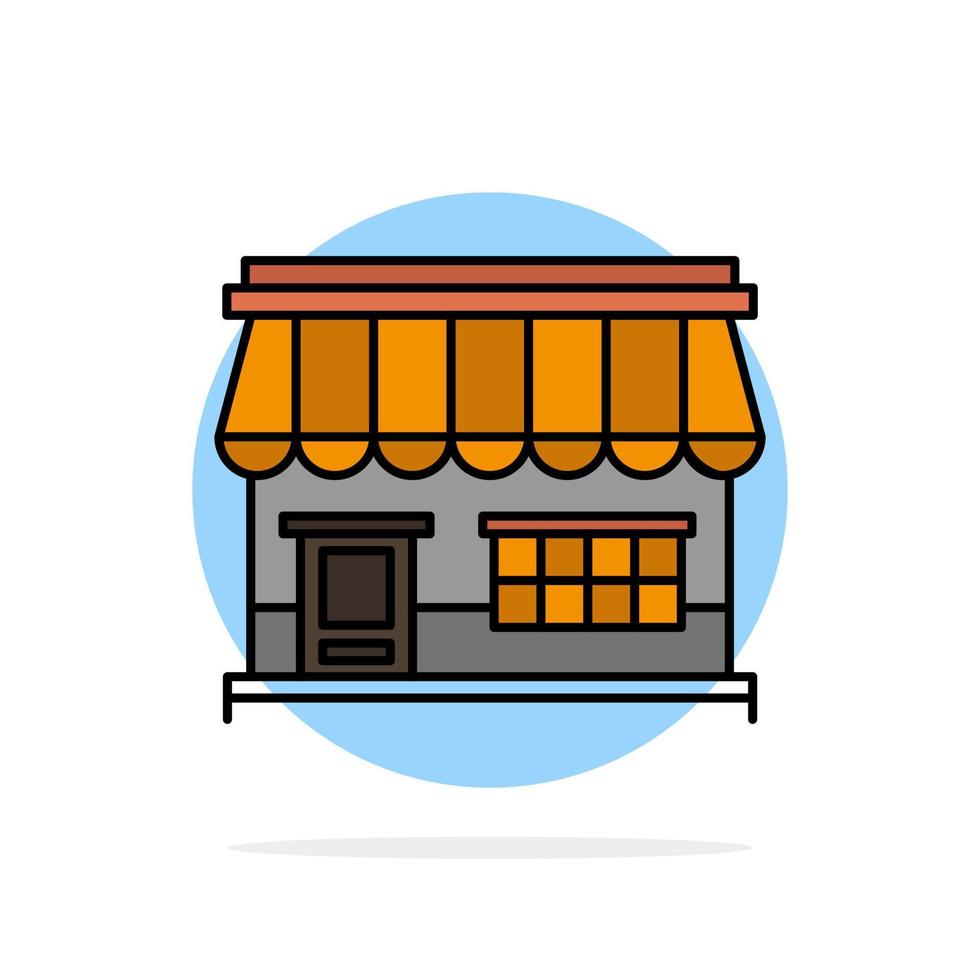 loja de mercado on-line edifício de fundo círculo abstrato ícone de cor plana vetor