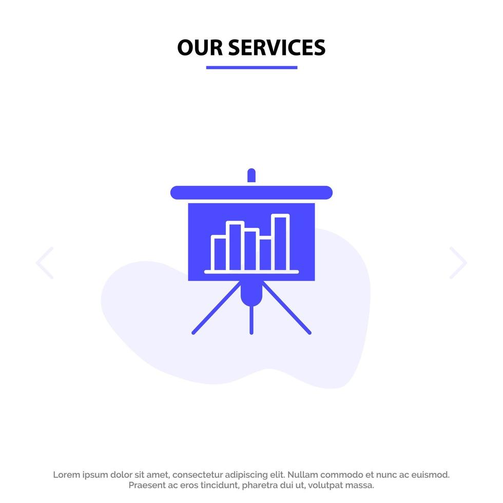 nosso modelo de cartão da web de relatório de powerpoint de quadro-negro de apresentação de nossos serviços vetor