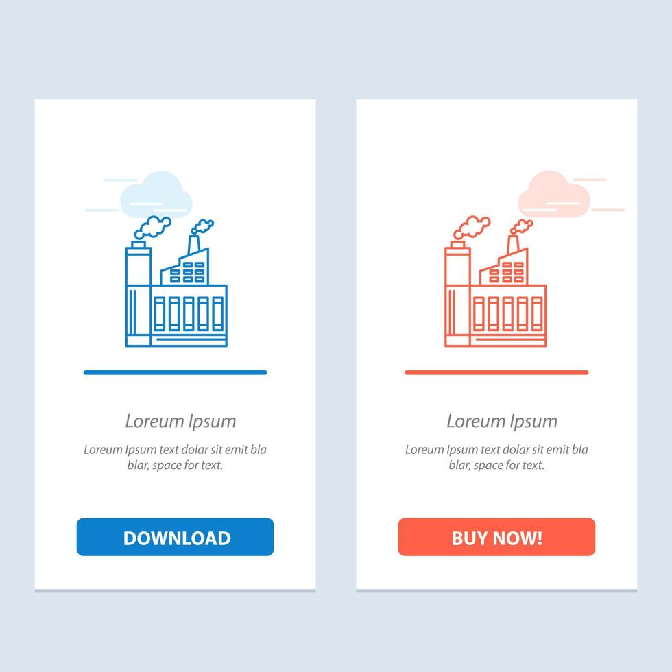 indústria de construção civil fábrica fumaça azul e vermelha baixe e compre agora modelo de cartão de widget da web vetor