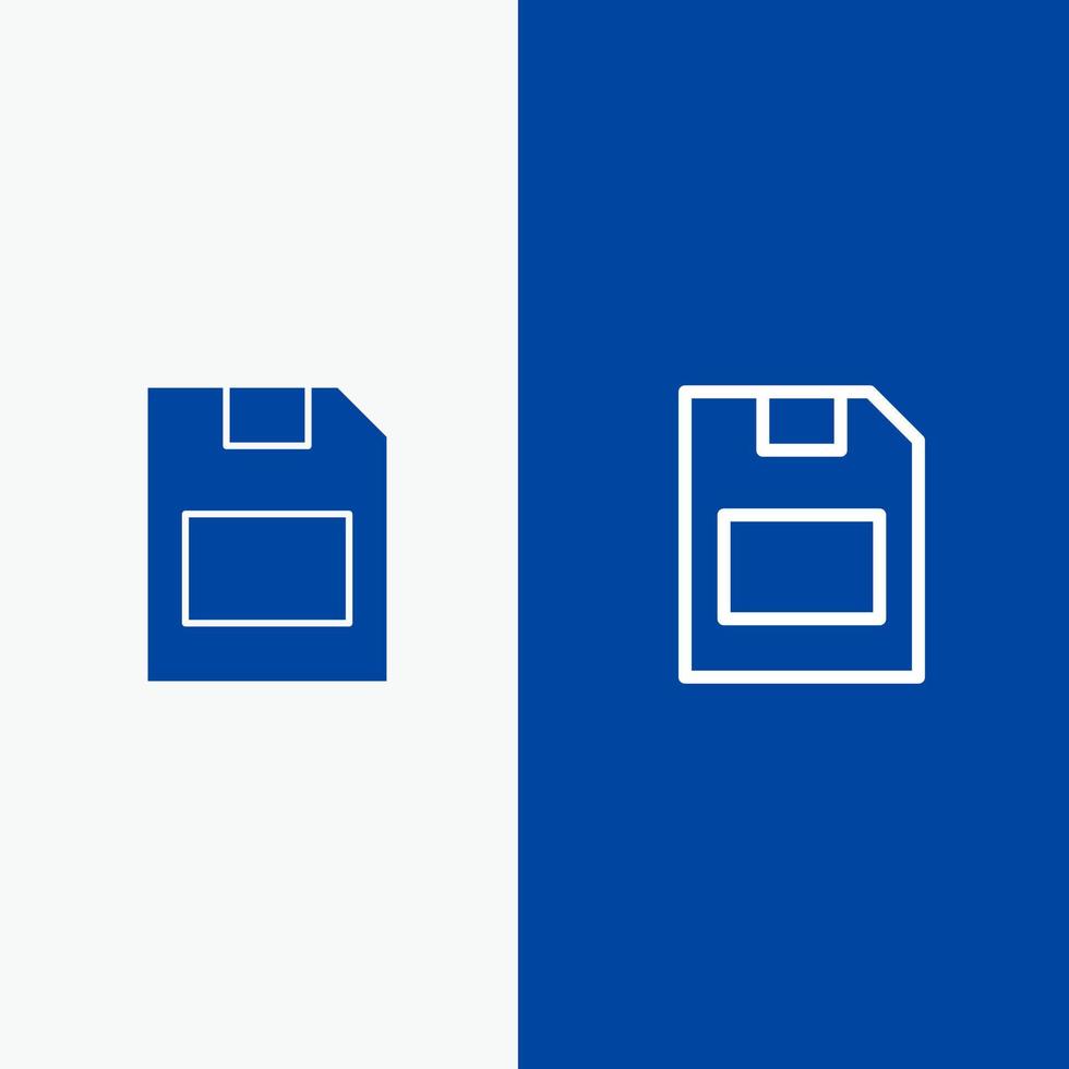 cartão de memória cartão de memória linha de dados e glifo ícone sólido banner azul linha e glifo ícone sólido banner azul vetor