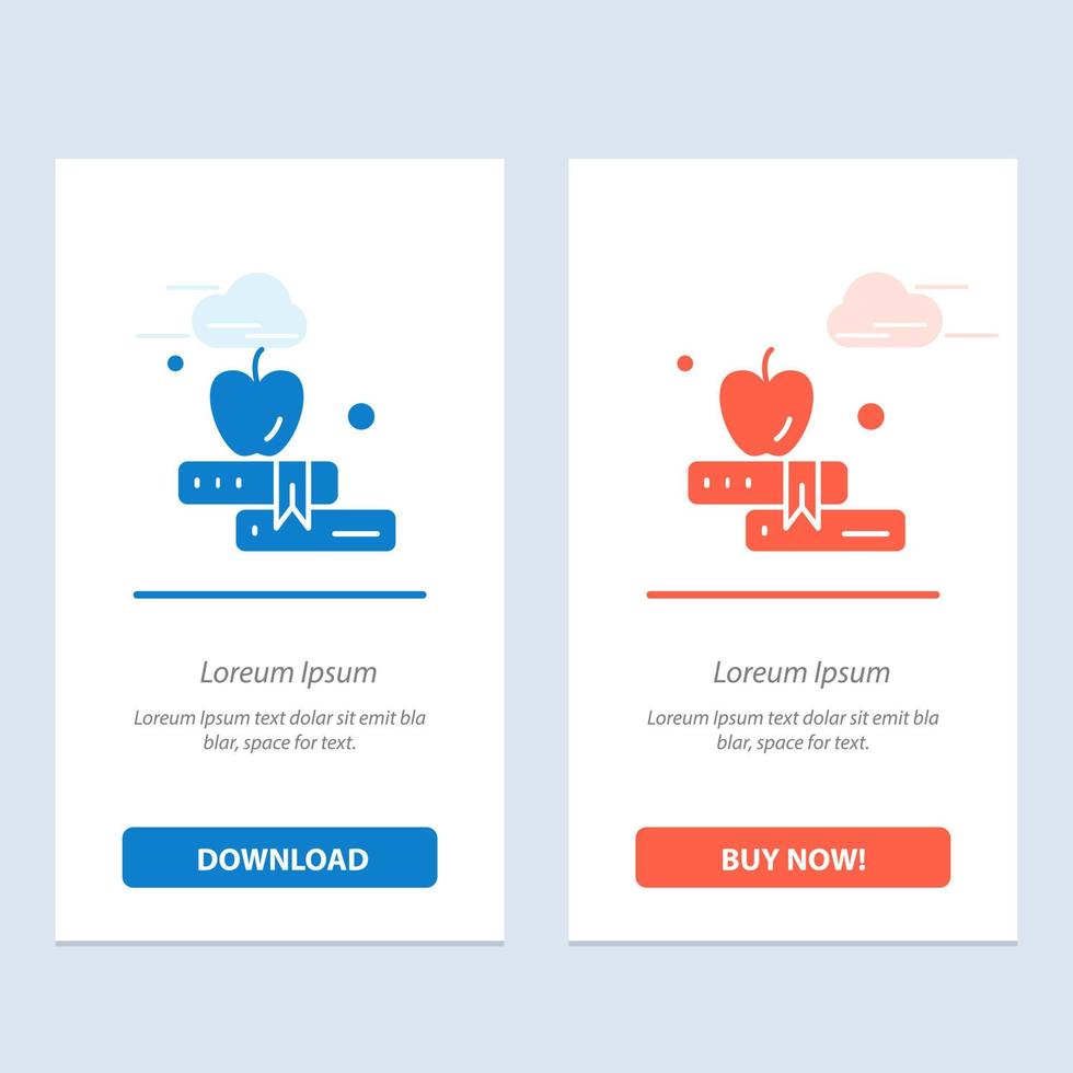 apple book educação azul e vermelho baixe e compre agora modelo de cartão de widget da web vetor