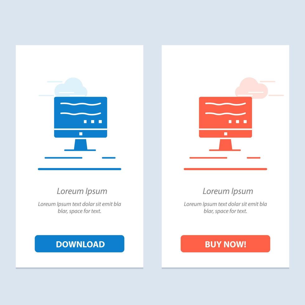 marketing on-line de computador azul e vermelho baixe e compre agora modelo de cartão de widget da web vetor