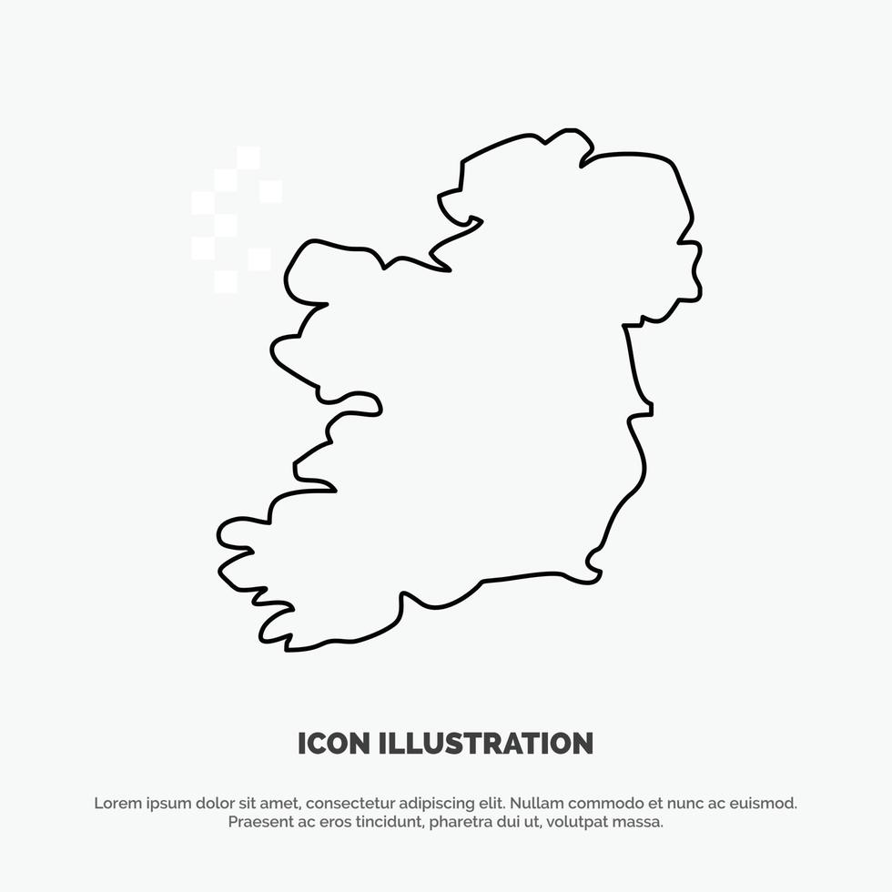 vetor de ícone de linha da irlanda do mapa do mundo