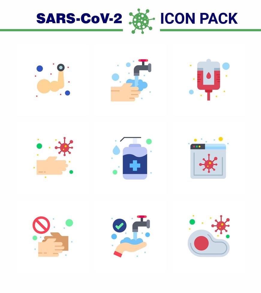 prevenção de coronavírus 25 conjunto de ícones garrafa azul mãos água pacote sujo viral coronavírus 2019nov elementos de design de vetor de doença
