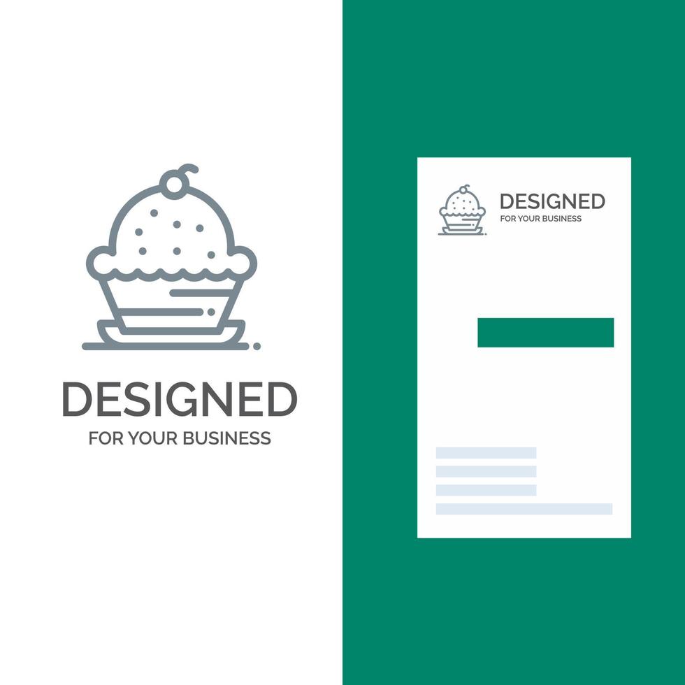 bolo de sobremesa muffin doce design de logotipo cinza de ação de graças e modelo de cartão de visita vetor