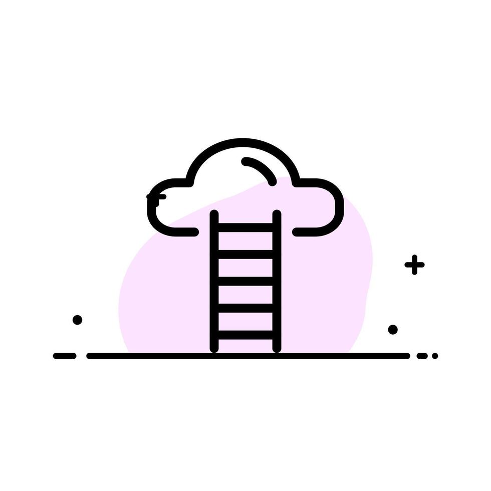 modelo de banner de vetor de ícone de linha plana de negócios de interface de usuário de nuvem de escada