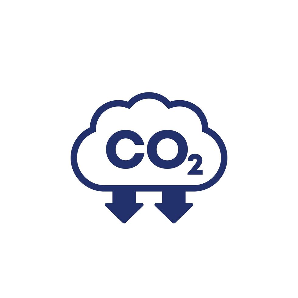 co2, ícone de vetor de redução de emissão de carbono