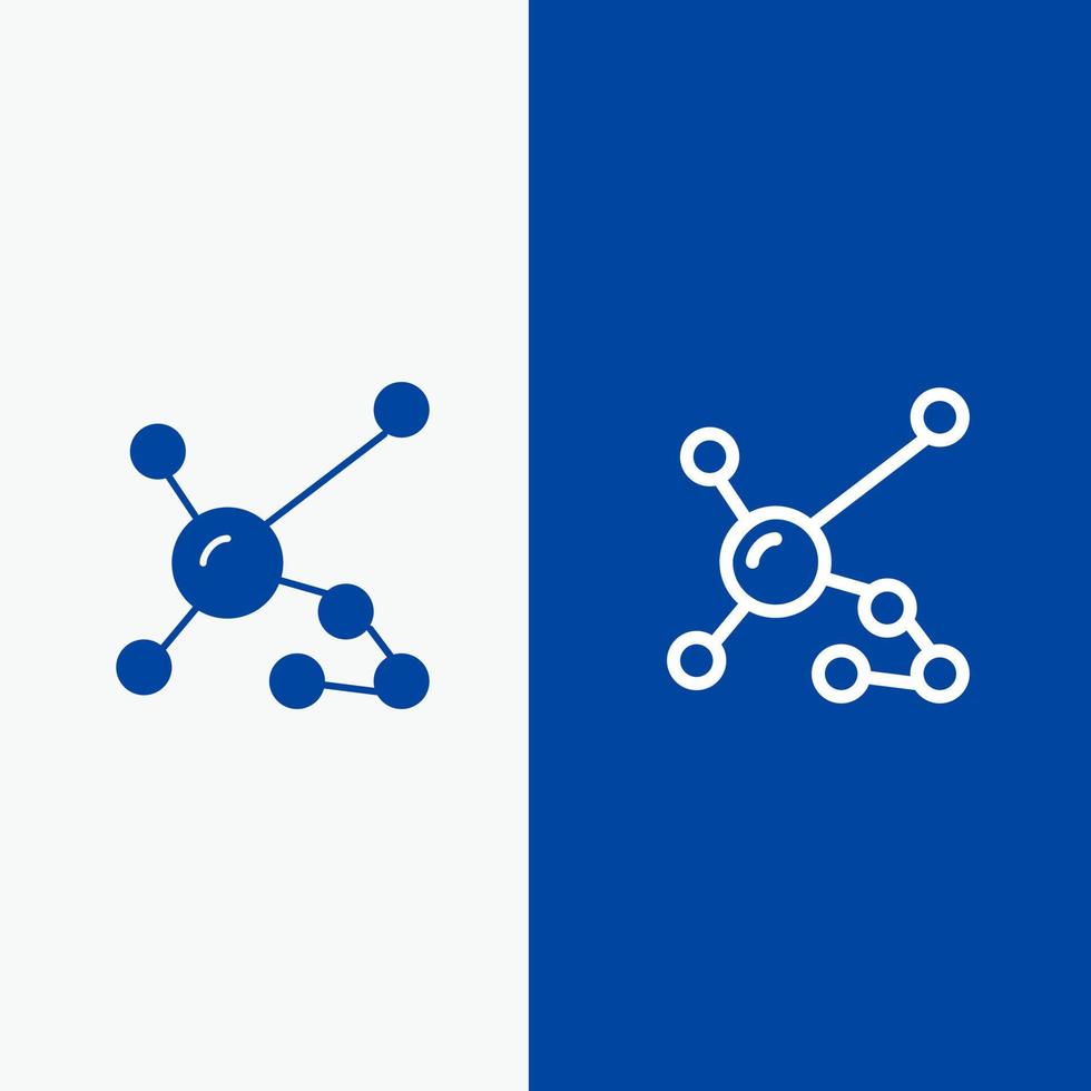 átomo bioquímica biologia dna linha genética e glifo ícone sólido azul bandeira linha e glifo ícone sólido bandeira azul vetor