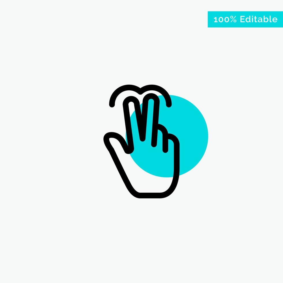 gestos mão guia de toque móvel ícone de vetor de ponto de círculo de destaque turquesa