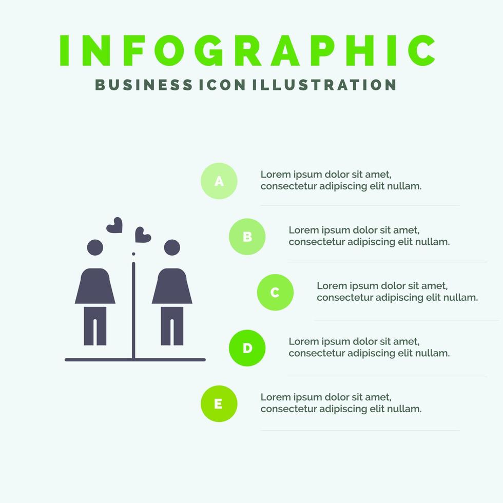 modelo de apresentação de infográficos de sinais de banheiro de amor casal apresentação de 5 etapas vetor