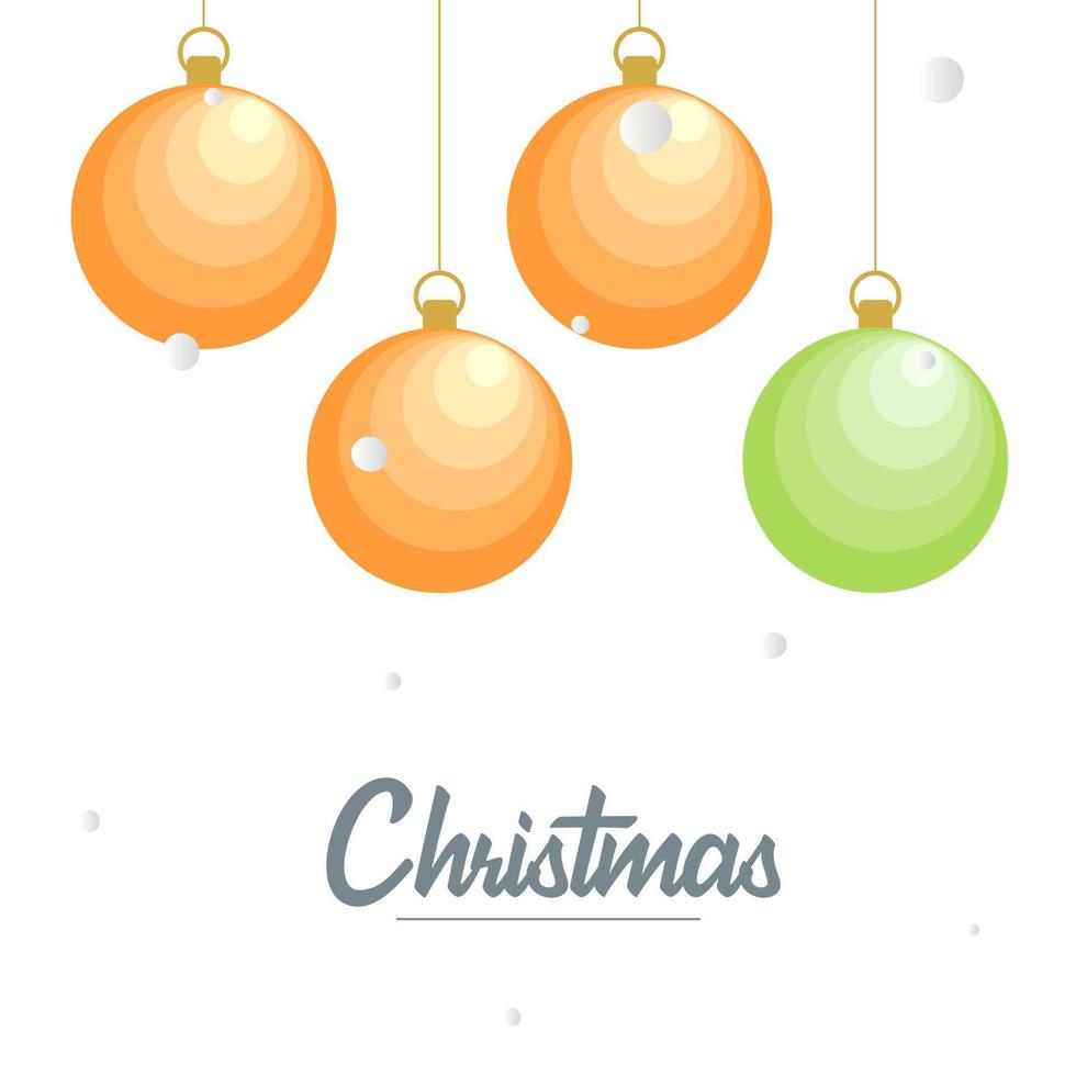 elementos de bola decorativa brilhante plano feliz natal pendurado fundo vetor
