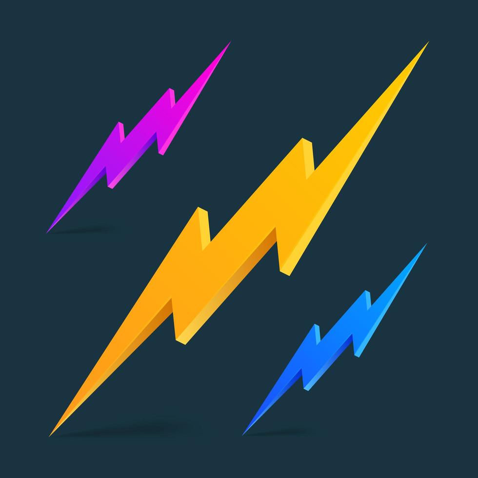 Flash 3d icon lightning theme em um fundo preto para um banner com desconto que vende produtos. vetor