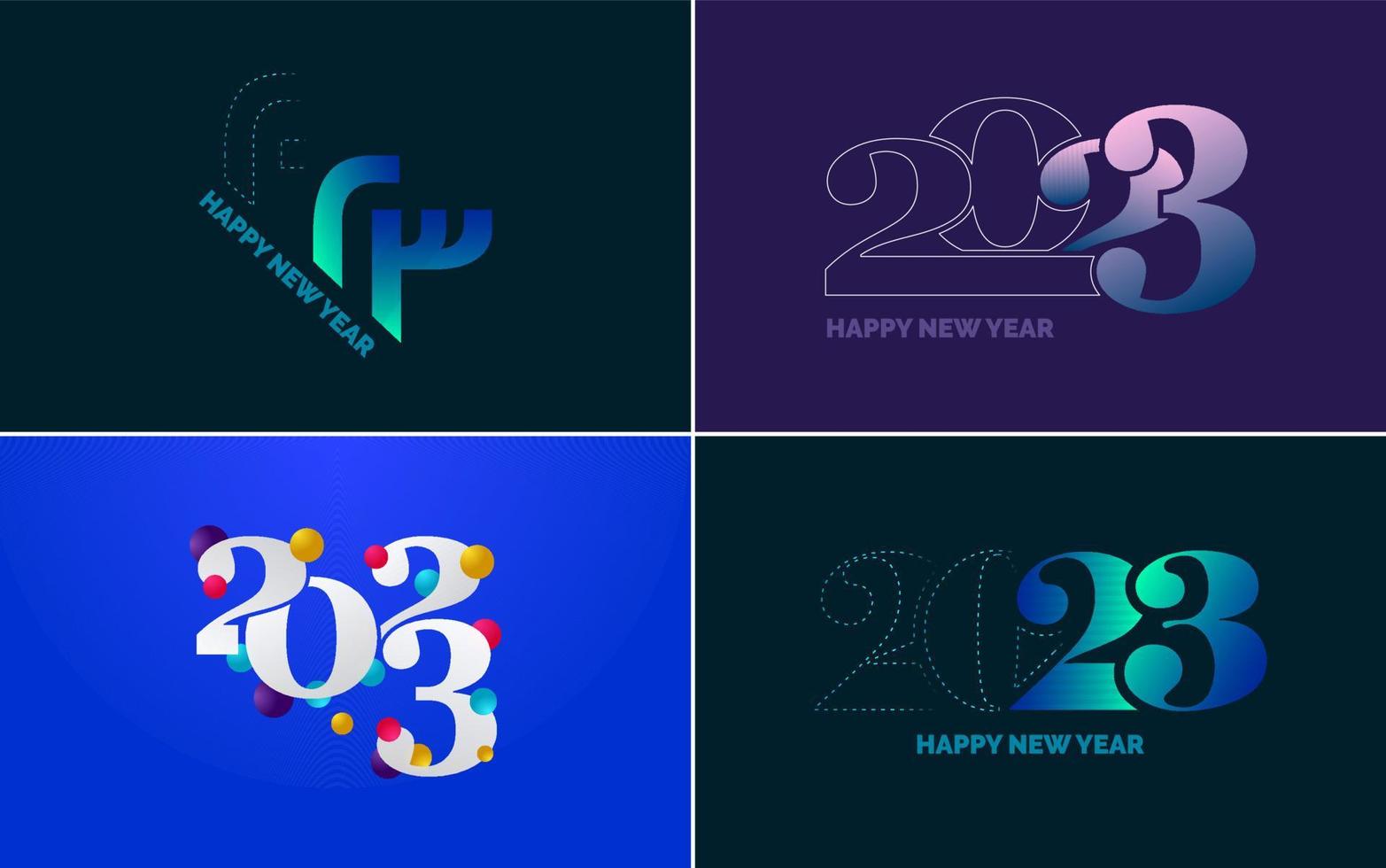 grande conjunto 2023 feliz ano novo design de texto logotipo preto. Modelo de design de 20 23 números. coleção de símbolos de 2023 feliz ano novo vetor