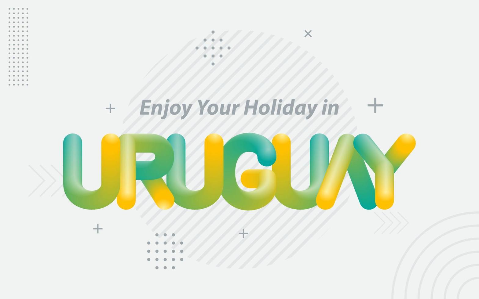 Aproveite suas férias no Uruguai. tipografia criativa com efeito de mistura 3d vetor