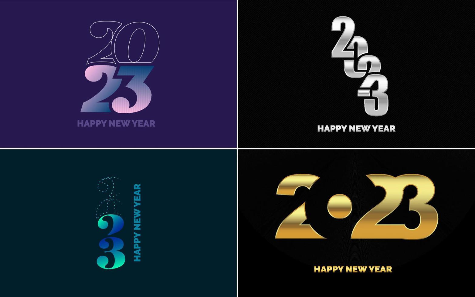 grande conjunto de design de texto de logotipo de feliz ano novo de 2023. modelo de design de número 2023. coleção de símbolos de feliz ano novo de 2023 vetor