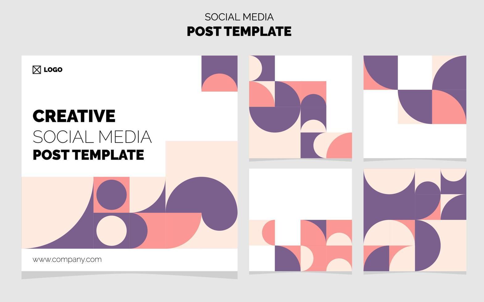 pacote de modelo de postagem de mídia social. 5 fundo geométrico de design de postagem diferente vetor