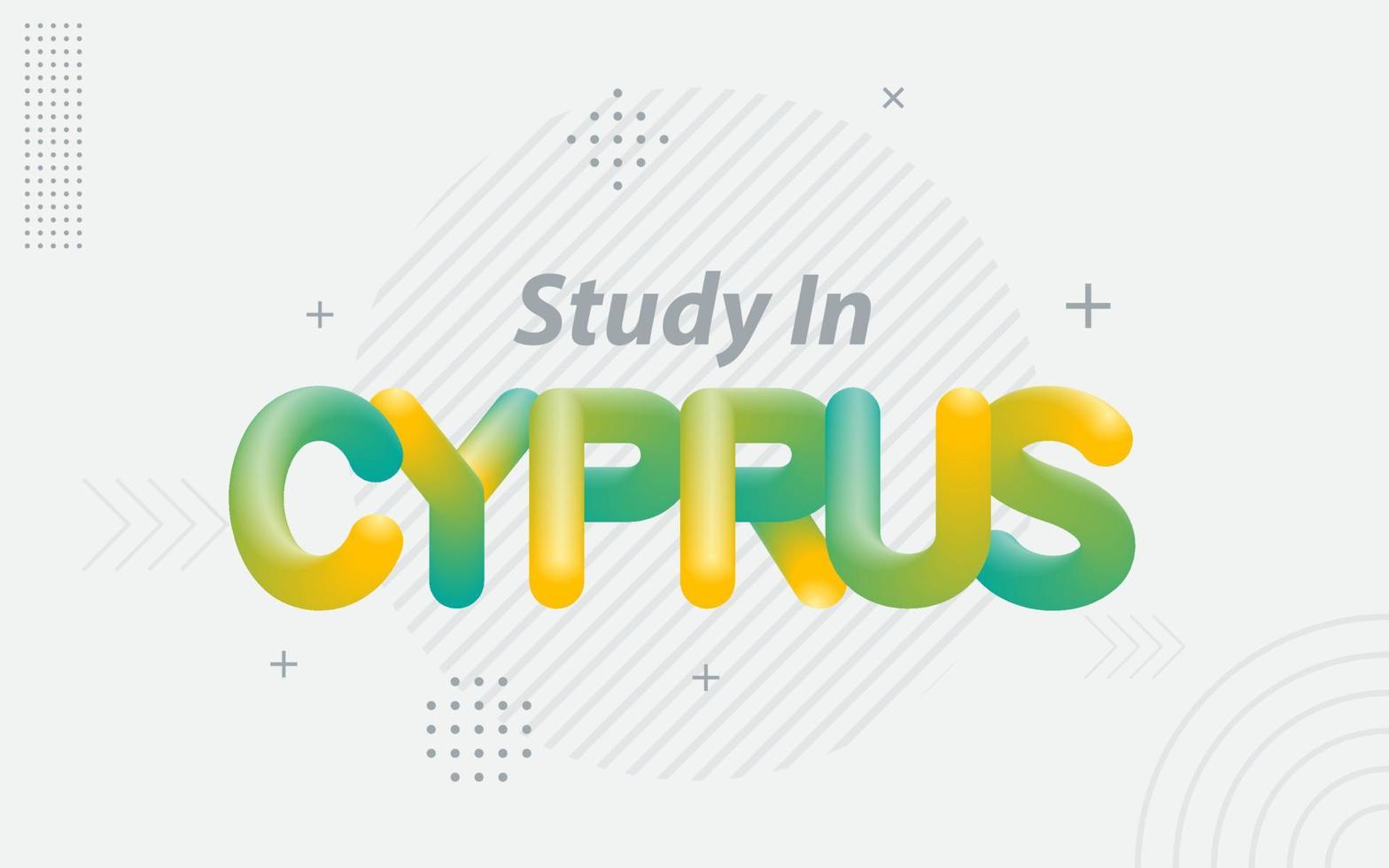estudar em Chipre. tipografia criativa com efeito de mistura 3d vetor