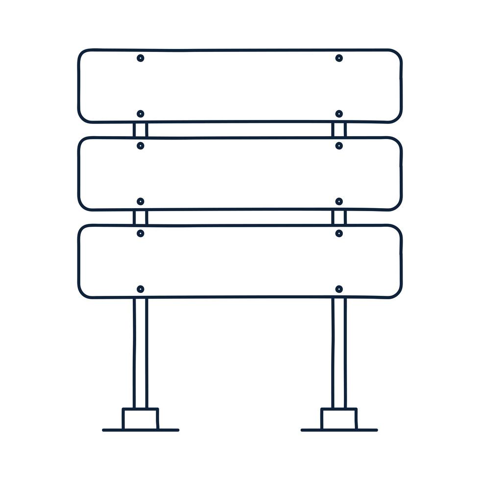 ícone de vetor de sinal de tráfego rodoviário três retângulo no estilo de esboço de doodle. placa em branco com lugar para texto isolado na ilustração em vetor sinal informações brancas.