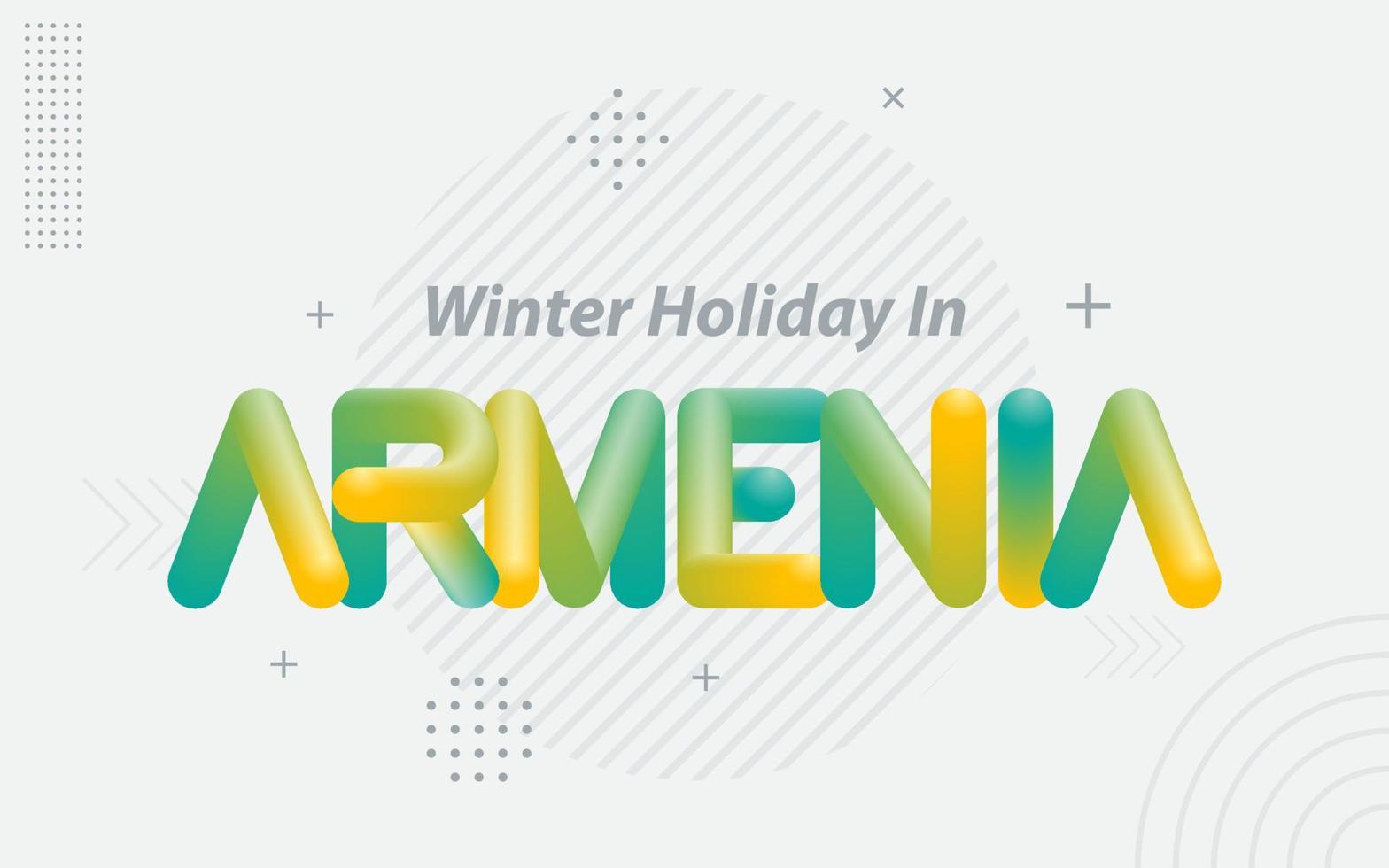 férias de inverno na Armênia. tipografia criativa com efeito de mistura 3d vetor