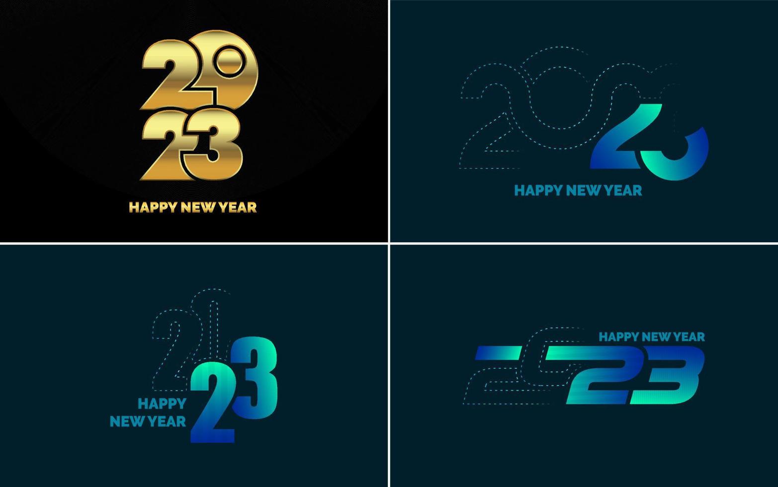 grande conjunto de design de texto de logotipo de feliz ano novo de 2023. modelo de design de número 2023. coleção de símbolos de feliz ano novo de 2023 vetor