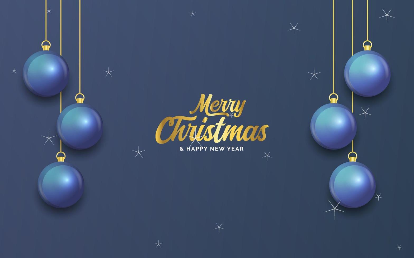 feliz natal banner azul escuro com bolas. cartão de Natal vetor