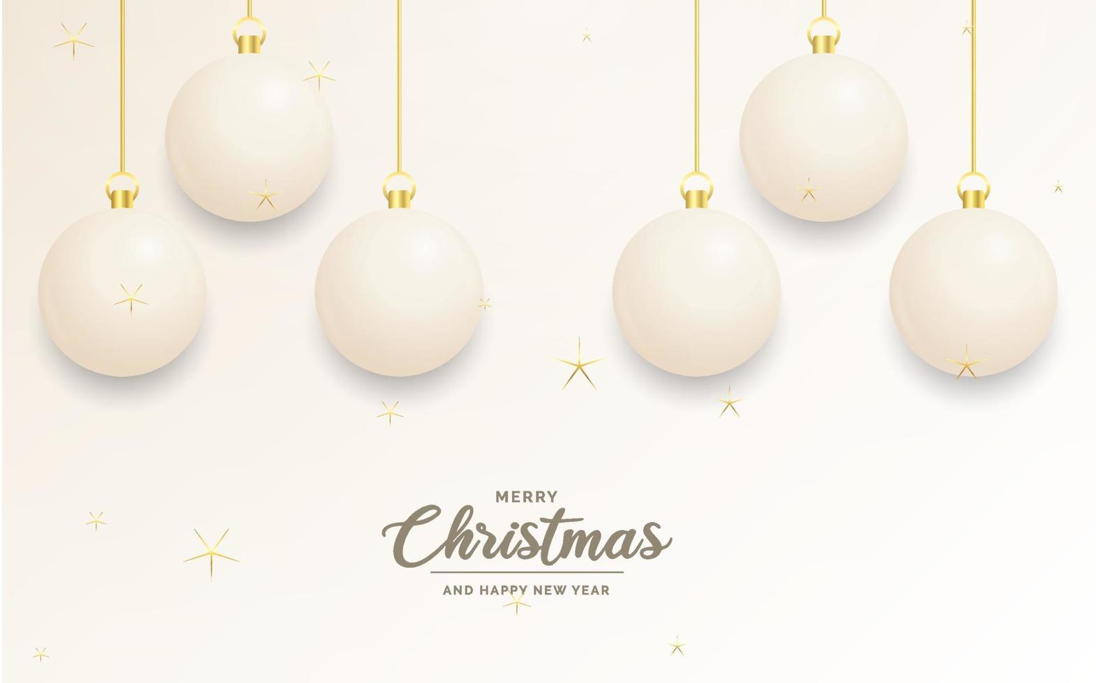 decoração festiva de natal bolas de natal brancas e douradas para o site. redes sociais. blog ou seu canal de vídeo vetor