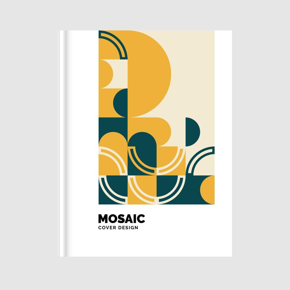 design de capa de livro de mosaico geométrico colorido. ilustração vetorial vetor