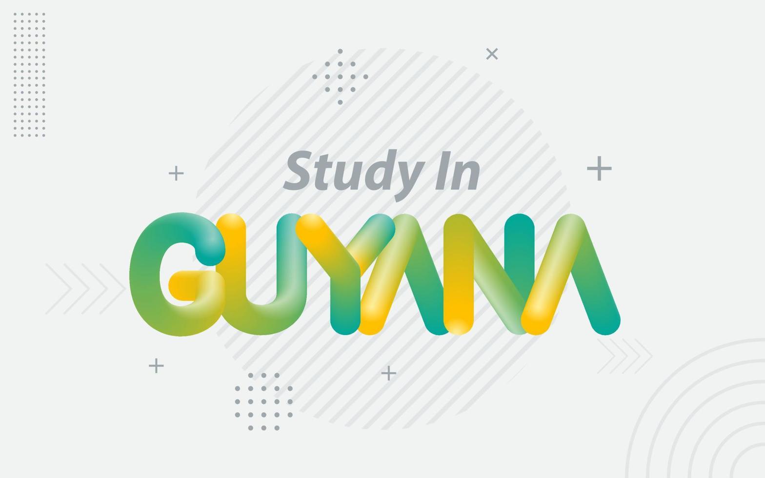 estudar na Guiana. tipografia criativa com efeito de mistura 3d vetor