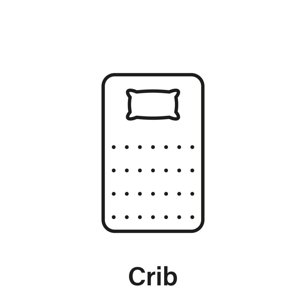 ícone de linha de tamanho de berço de colchão. pictograma linear da dimensão do tamanho da cama. medição do comprimento da cama para quarto de hotel ou ícone doméstico. tamanho do colchão. curso editável. ilustração vetorial isolada. vetor