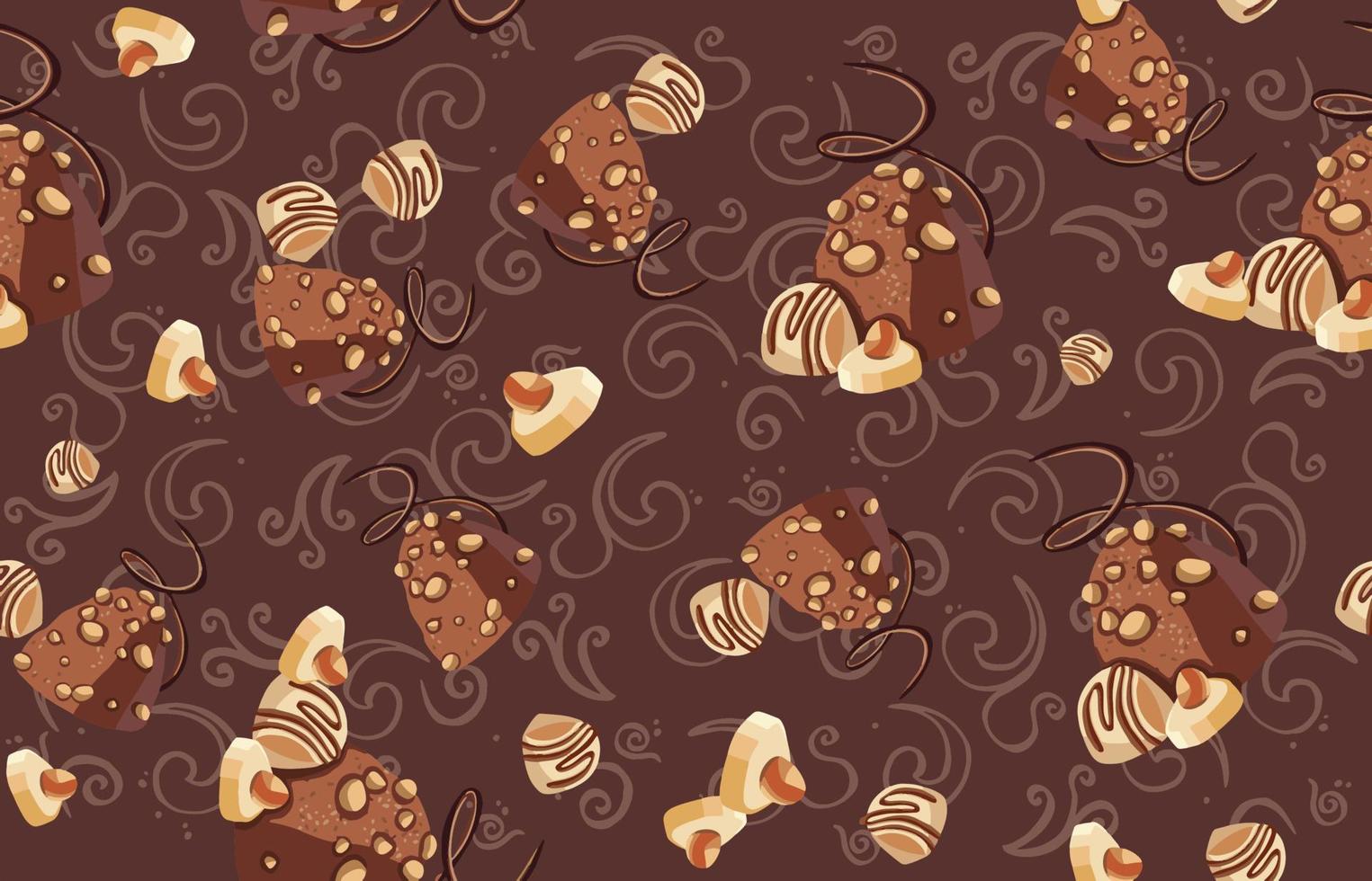 padrão perfeito de chocolate, doces e padrão de cereja. vetor
