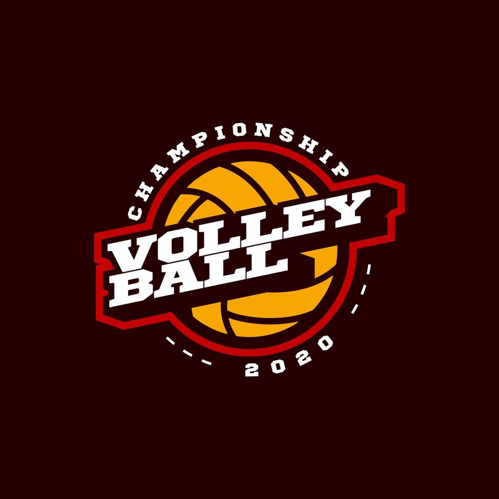 logotipo de vetor de voleibol. moderno tipografia profissional esporte estilo retro vector emblema e modelo de design de logotipo. logotipo colorido do vôlei