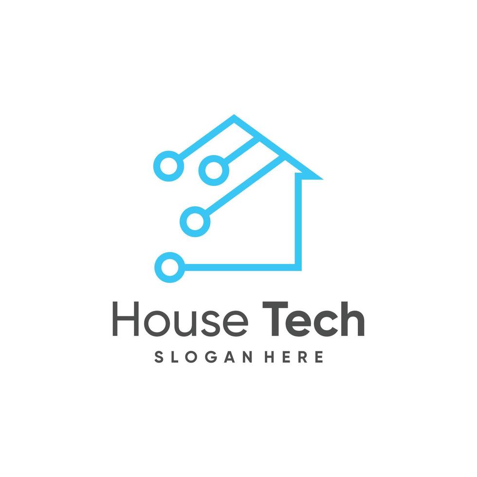design de logotipo de tecnologia de casa para negócios e tecnologia premium vetor