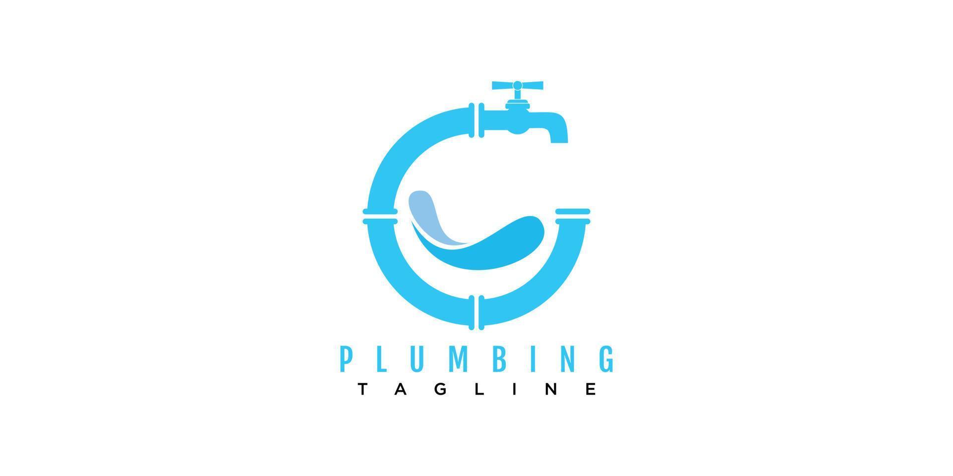 vetor de design de ilustração de ícone de logotipo de encanamento para negócios de tubulação de instalação