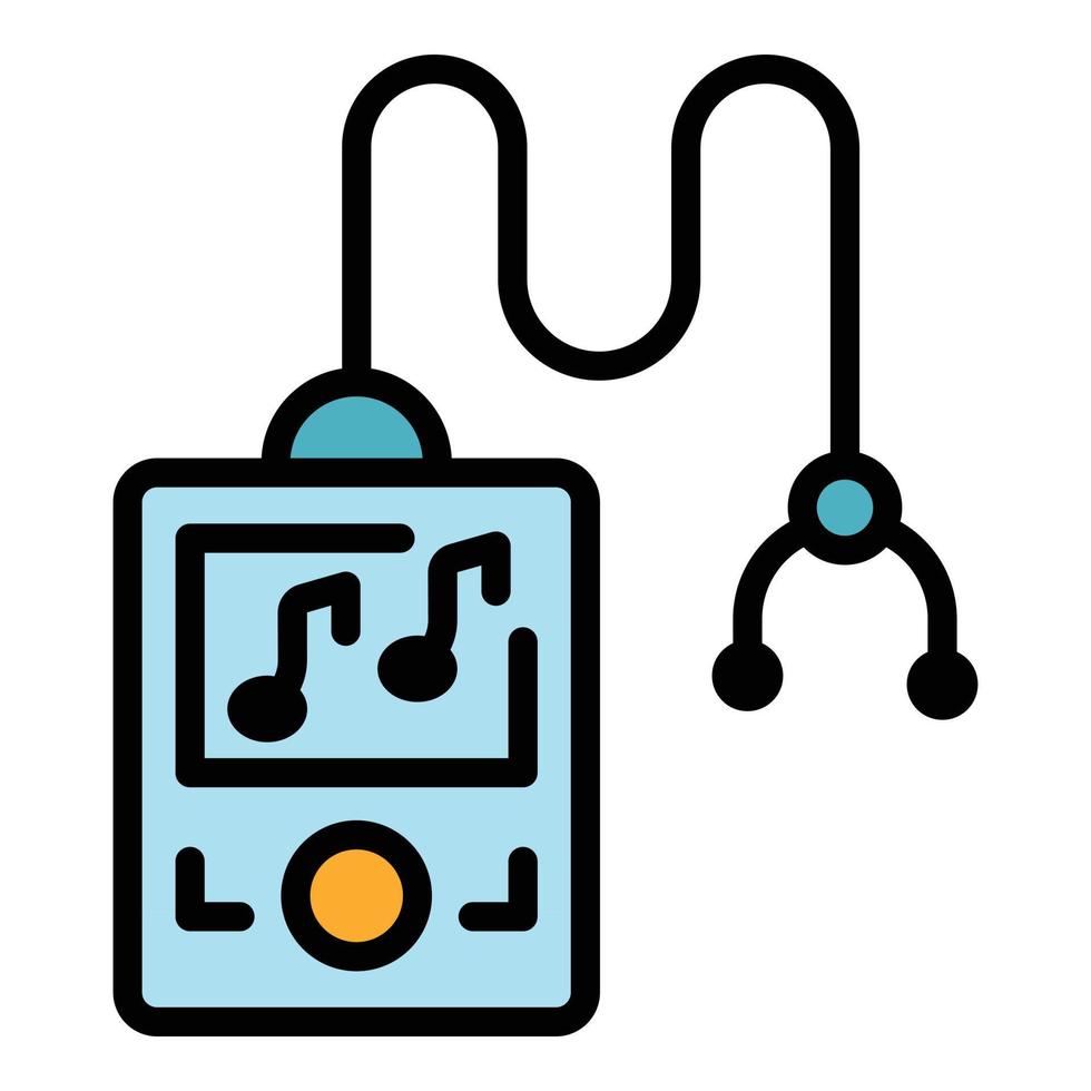 vetor de contorno de cores do ícone do reprodutor de música esportiva