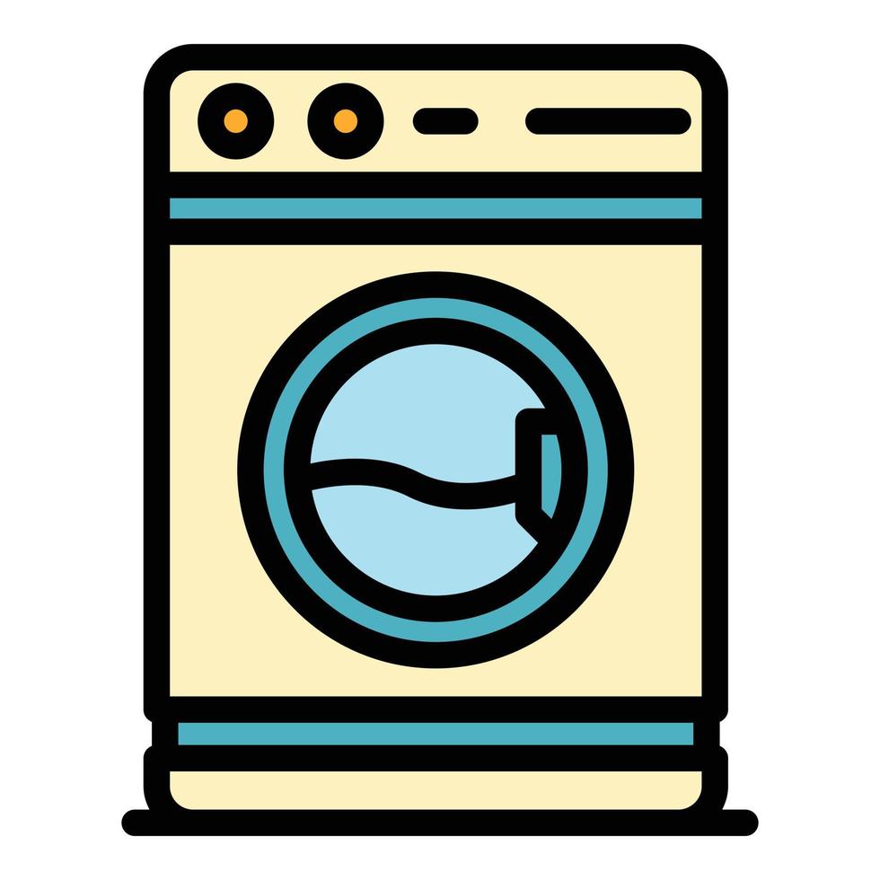 vetor de contorno de cor de ícone de máquina de lavar em casa