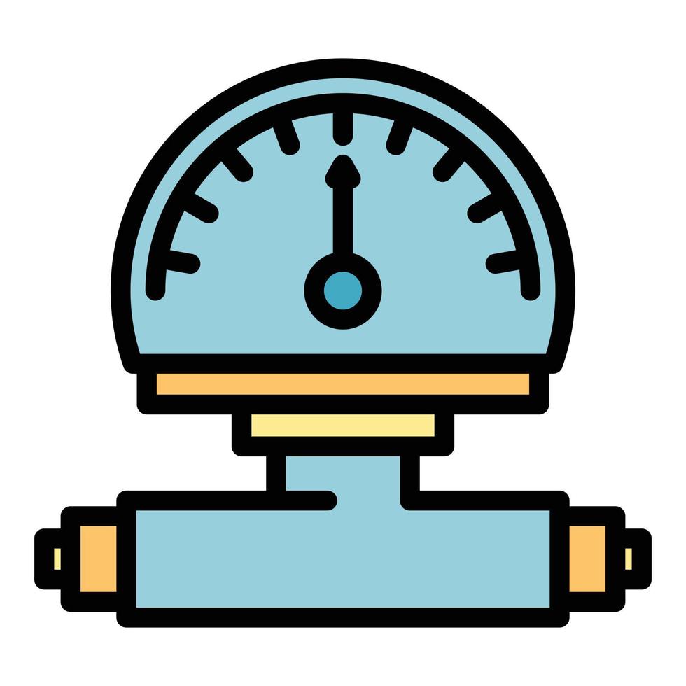vetor de contorno de cor de ícone de leitura de manômetro