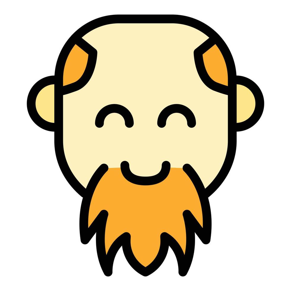 vetor de contorno de cor de ícone de homem barbudo sorridente