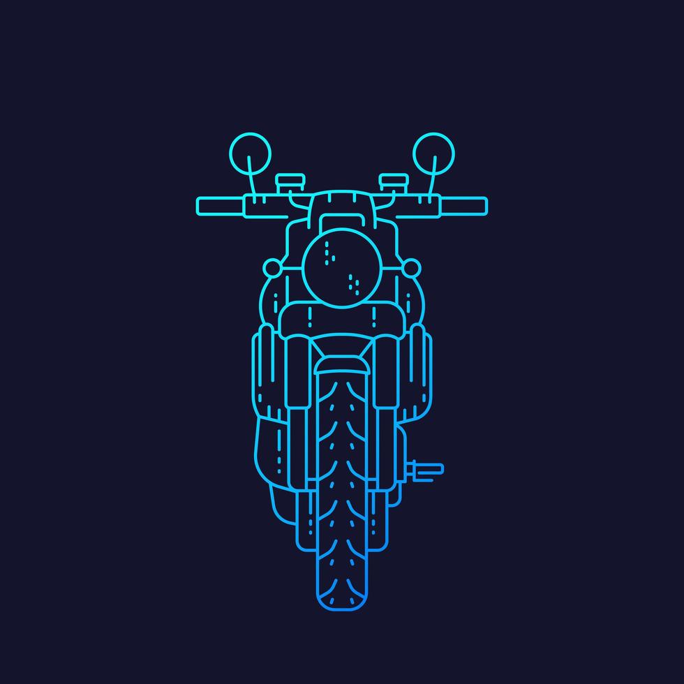 motocicleta, moto retrô, arte vetorial linear vetor