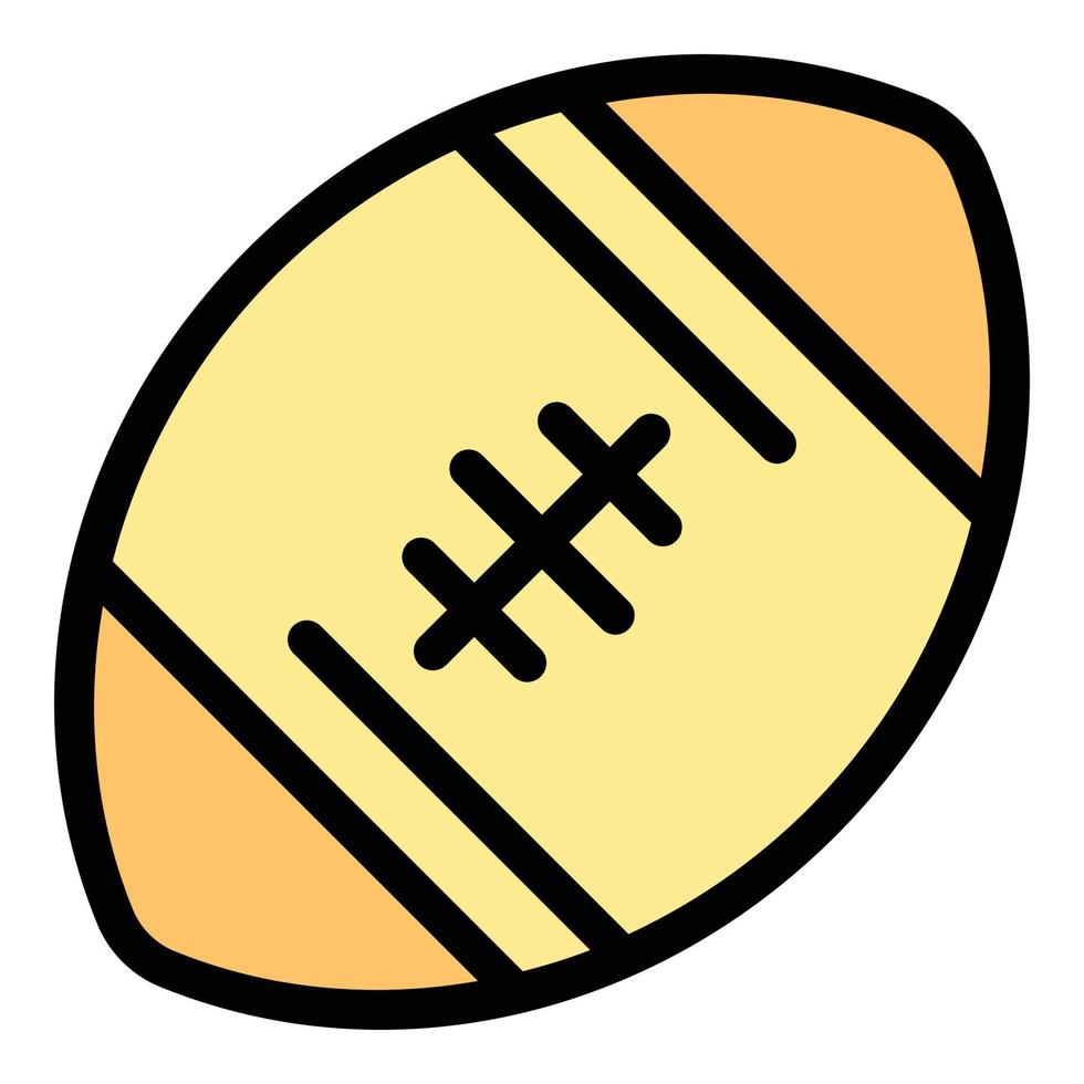 vetor de contorno de cor de ícone de bola de rugby